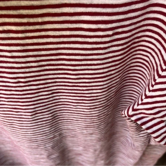Vince Men’s Slub 100% Cotton Stripe Popover Hoodie Top In Red & White Sz M